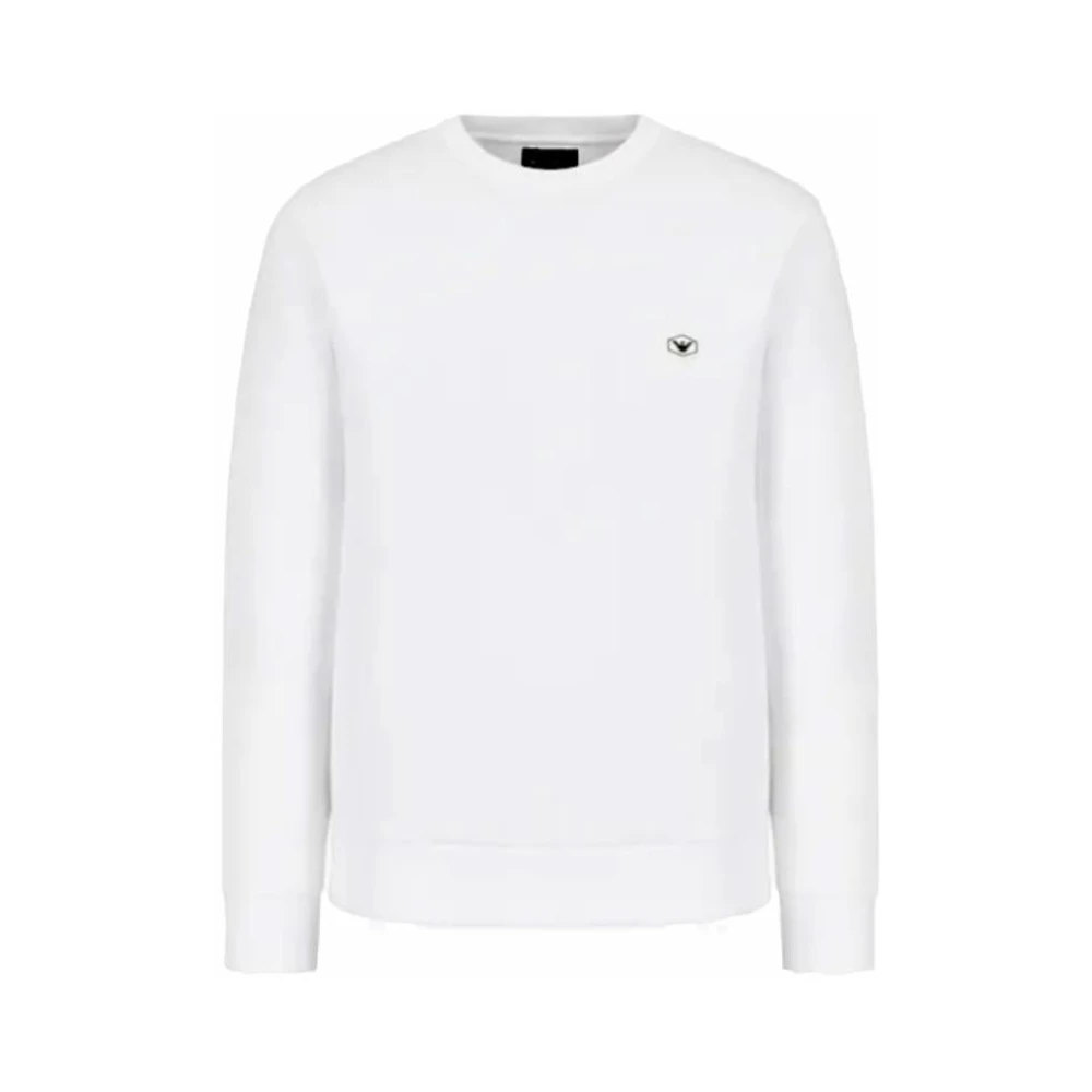 Armani Heren Katoenen Sweatshirt Essentials Collectie White Heren