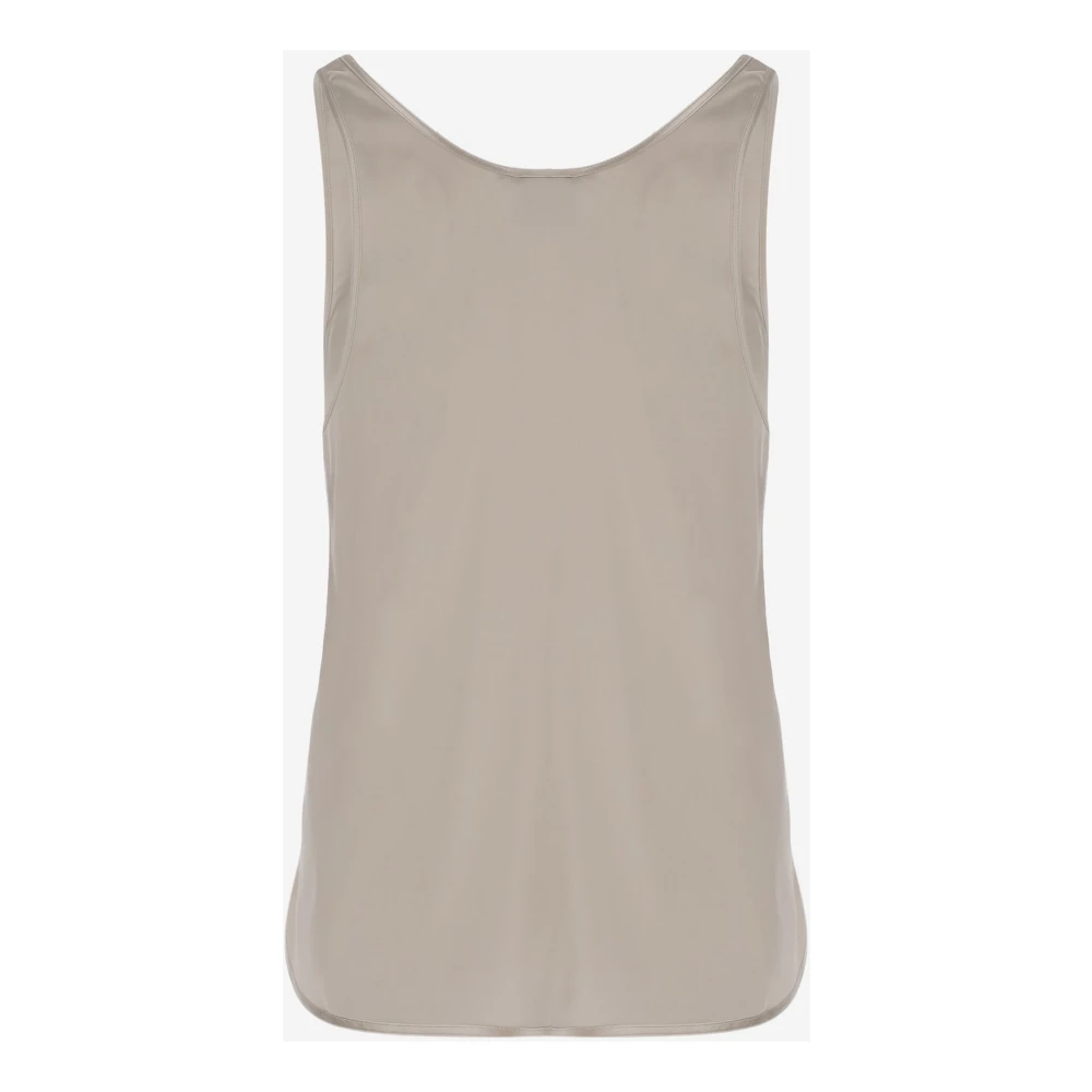 pinko Zijden Mouwloze Top Ronde Hals Ivoor Beige Dames