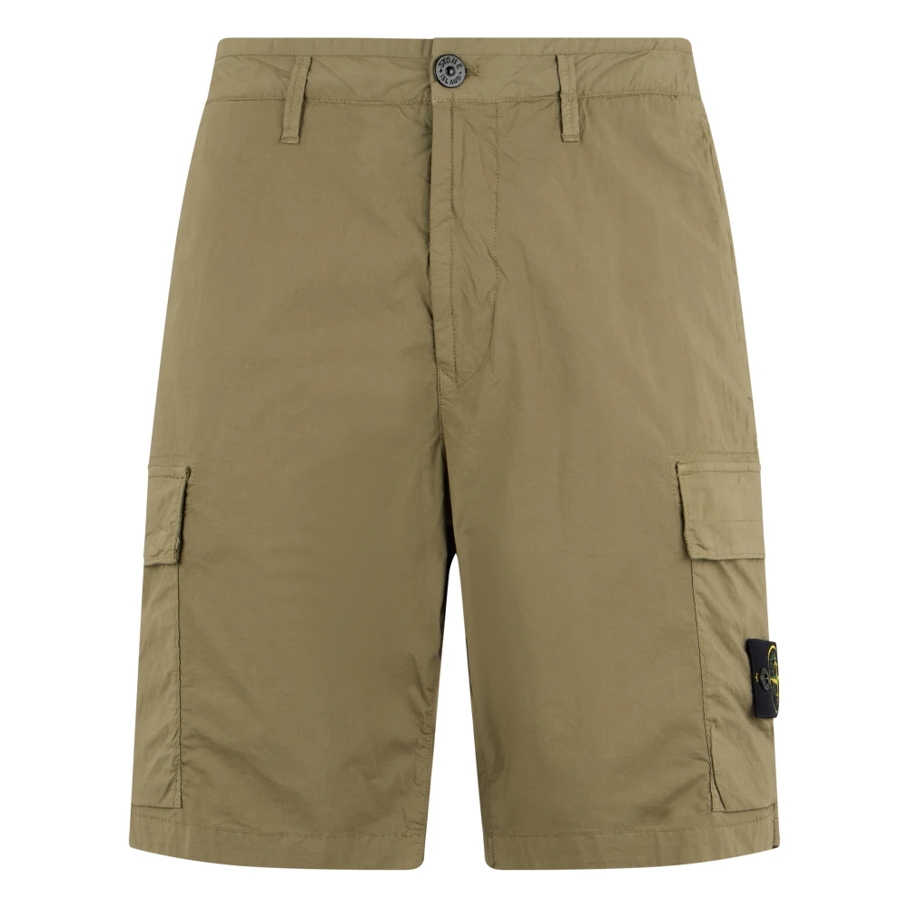 Stone Island Green Casual Shorts, Male, W34, Cotton Cargo Trousers