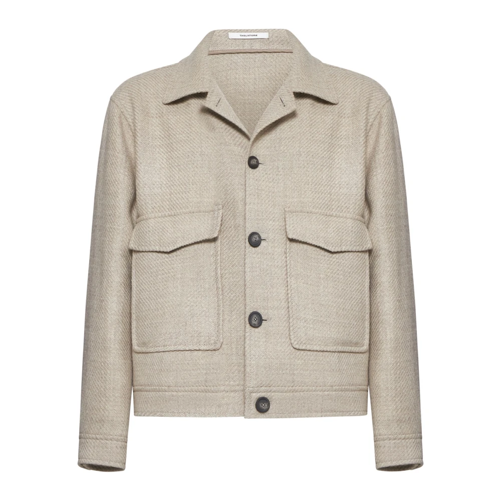 Tagliatore Beige Wol Kort Ongevoerd Jack Beige Heren