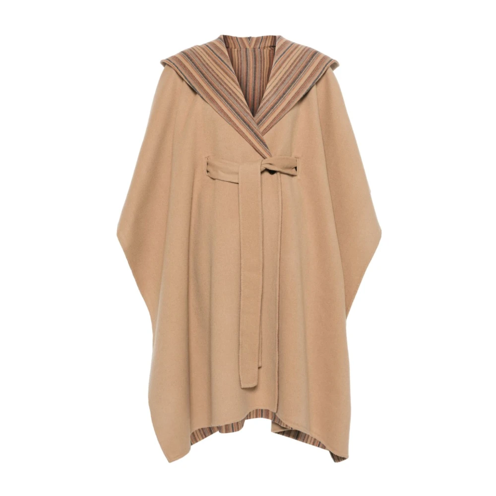 PS By Paul Smith Kameelbruine Capejas met Grote Capuchon Brown Dames