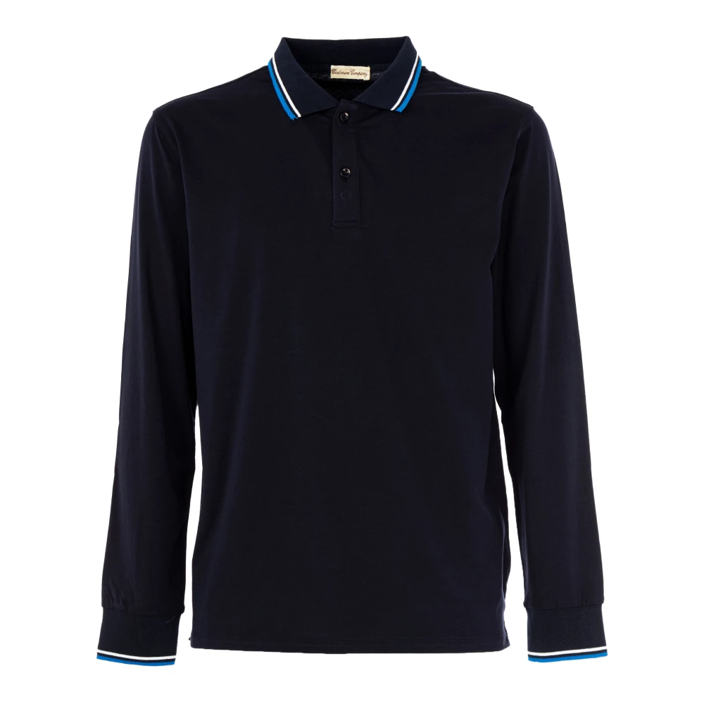 Cashmere Company Lange mouw heren polo shirt Blue Heren