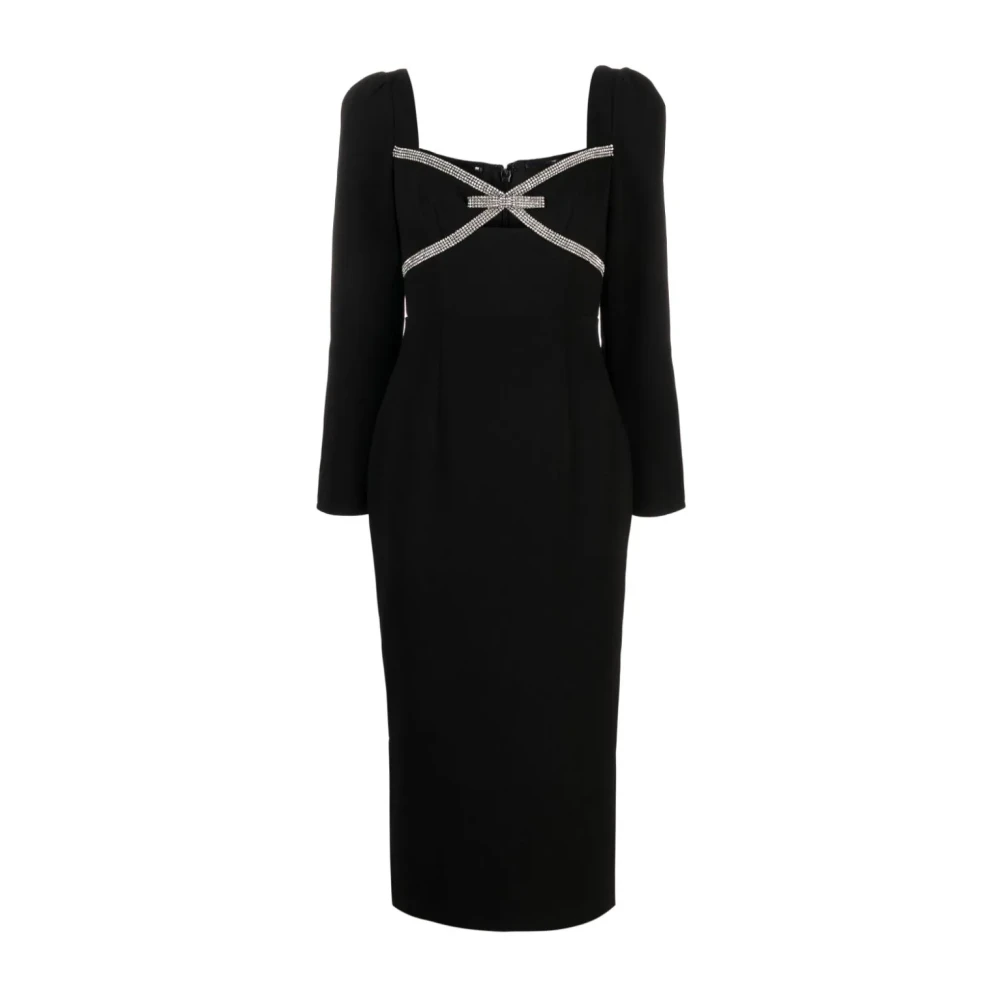 Self Portrait Women's Black Crystal Embellished Dress - Midi Dresses - 2XS - Dresses