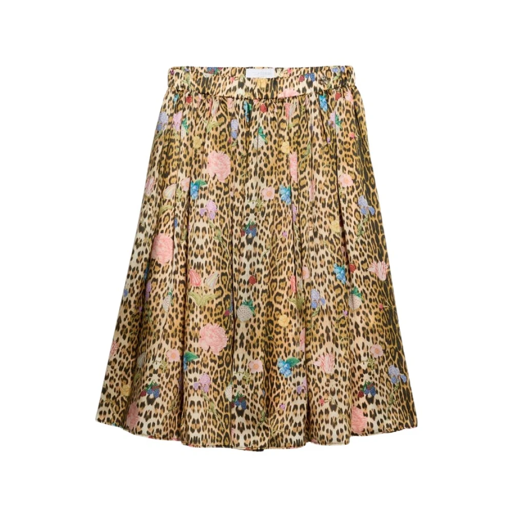 Roberto Cavalli Multicolor Kids Skirts, Female, 10 Y, Jaguar Skin Print Silk Skirt