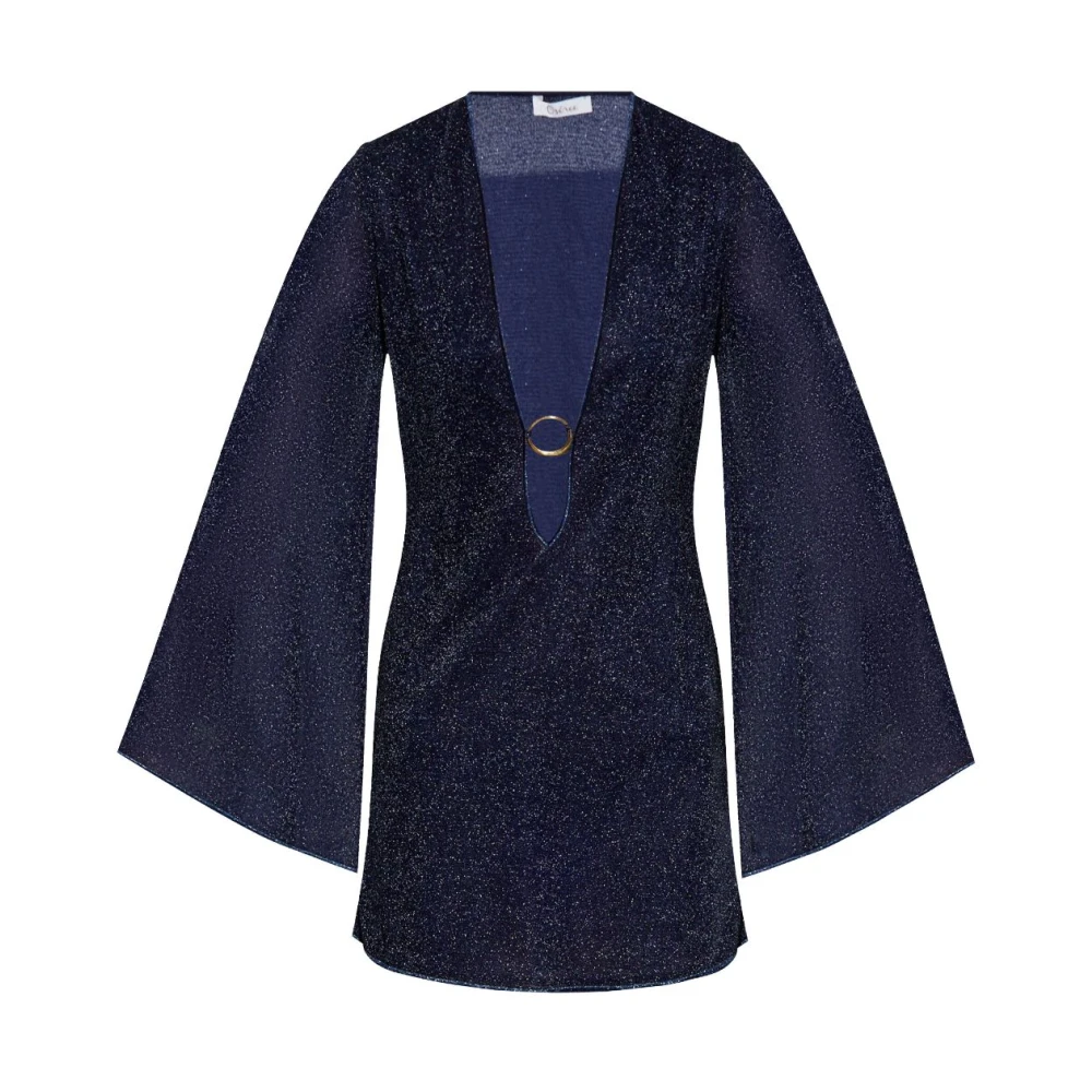 Oseree Blauwe Nacht Lurex Kaftan Jurk Blue Dames