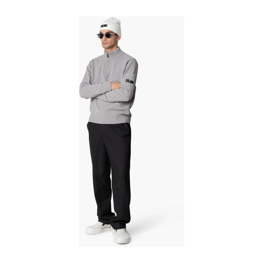 Quotrell Gebreide Halfzip Sweater Grijs Gray Heren