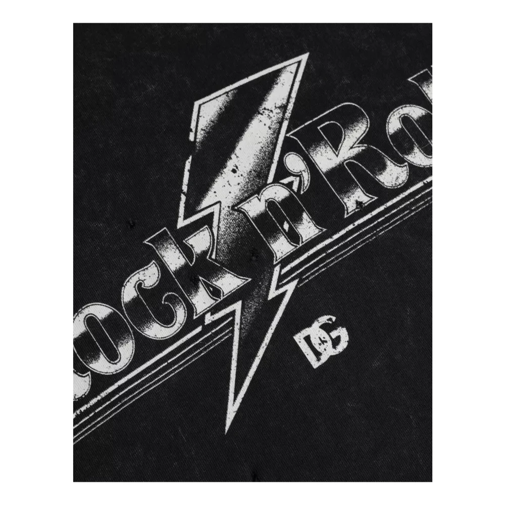 Dolce & Gabbana Rock 'n' Roll Grafische Print T-Shirt Black Dames