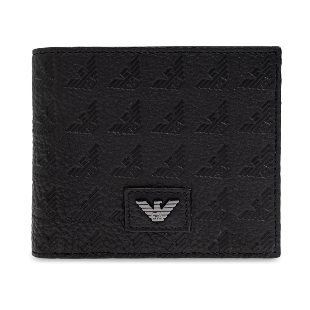 Emporio Armani Leren portemonnee Black Heren