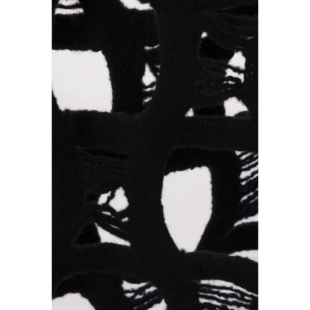 Comme des Garçons Zwarte Wol Mesh Trui Black Heren