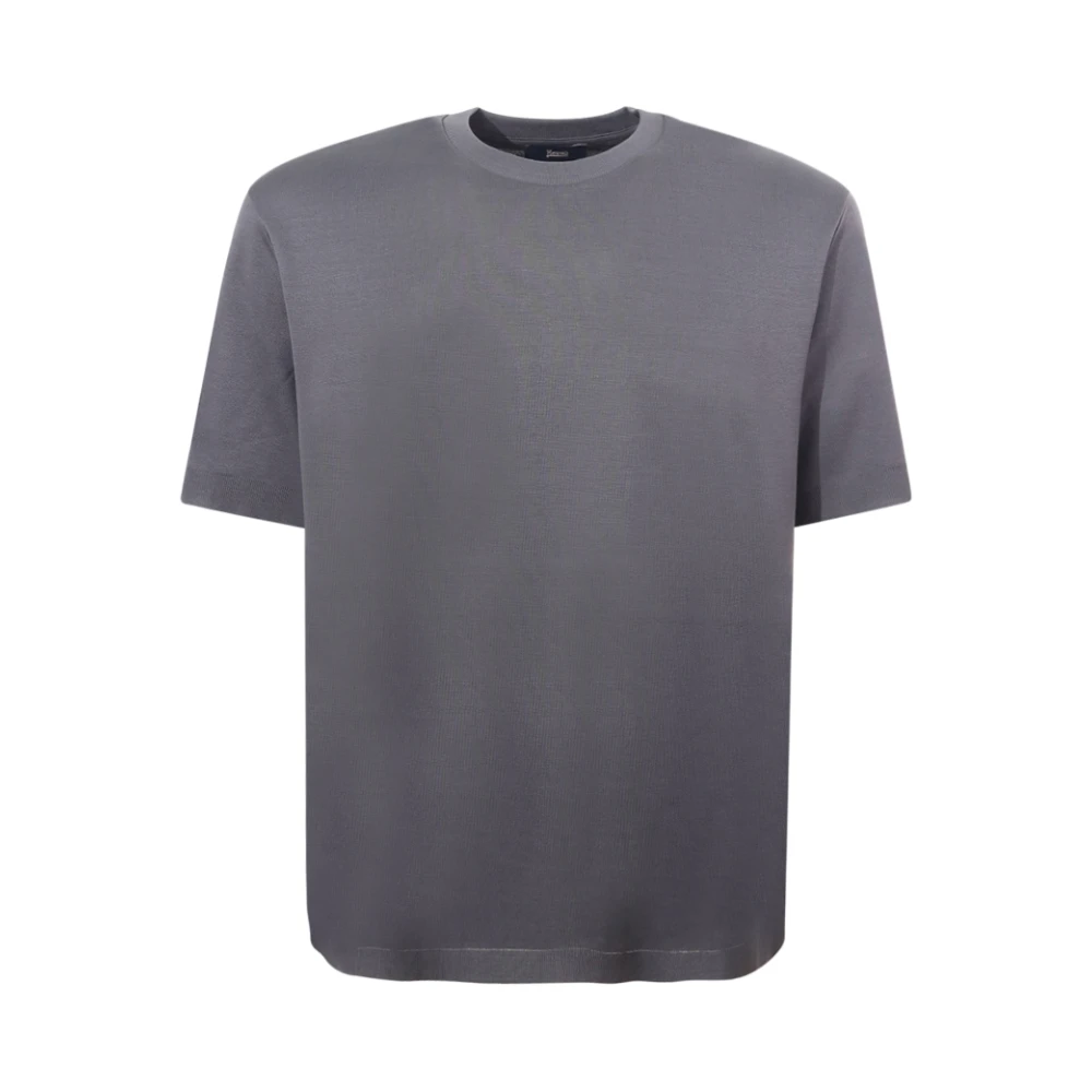 Herno Grijze Katoenen Piqué T-Shirt met Geribbelde Afwerking Gray Heren