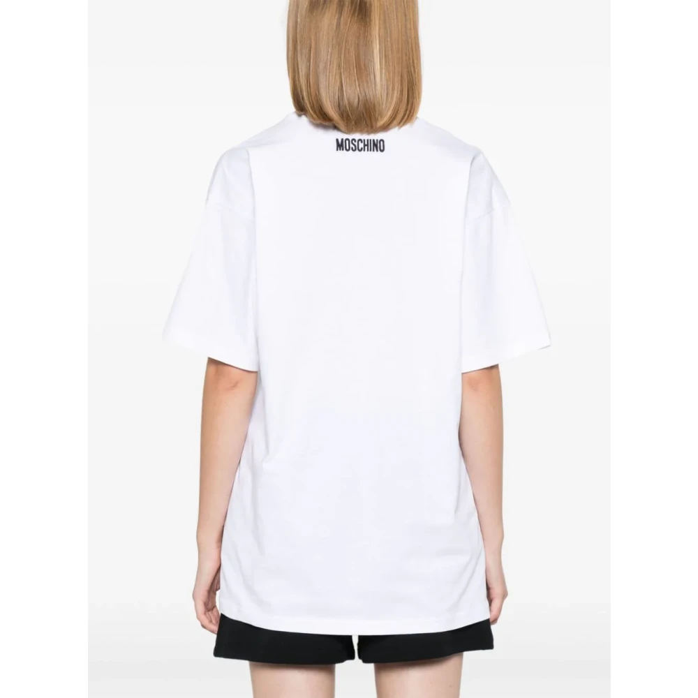 Moschino Stijlvol Geborduurde Crewneck T-shirts en Polos White Dames