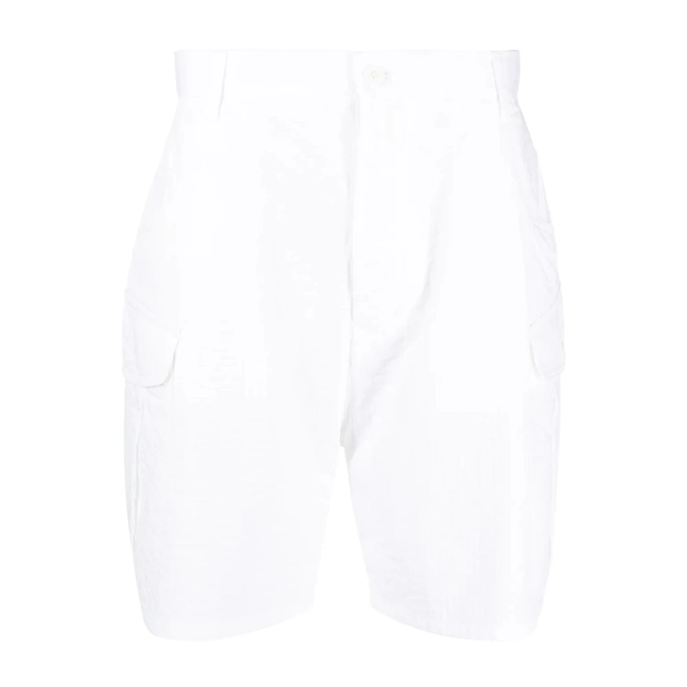 Giorgio Armani Elegant Wit Katoen Nylon Shorts White Heren
