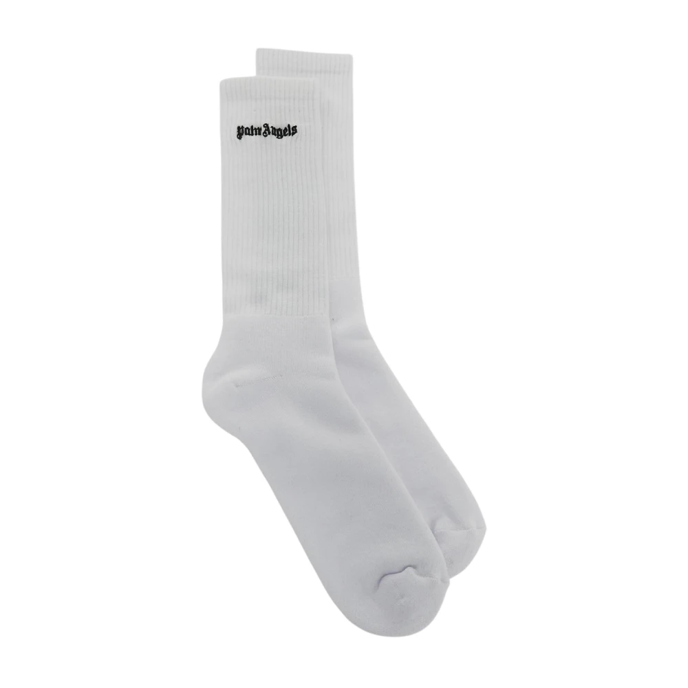 Palm Angels Geborduurde Logo Sokken White Heren