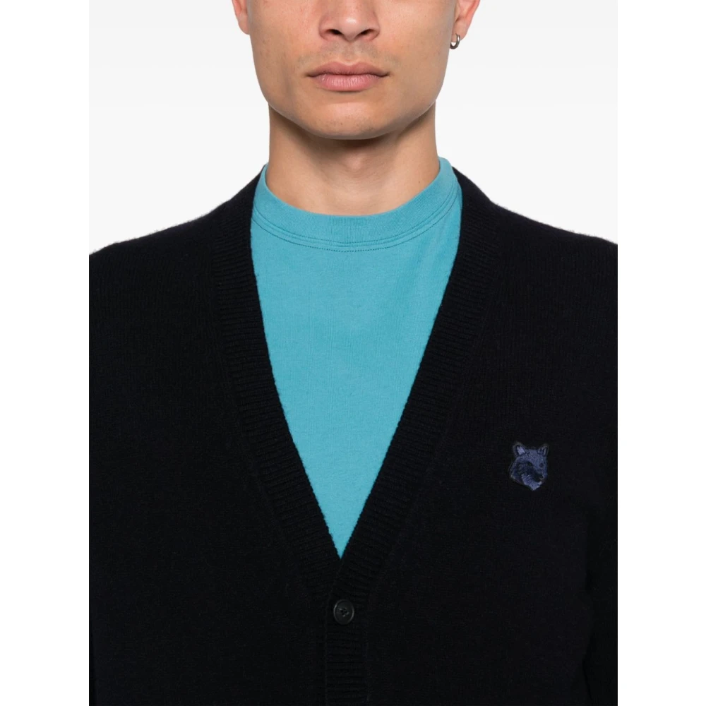 Maison Kitsuné Blauwe Gebreide Trui Aw24 Blue Heren