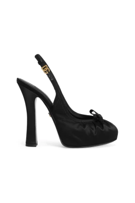 Svarta Satin Slingback Pumps