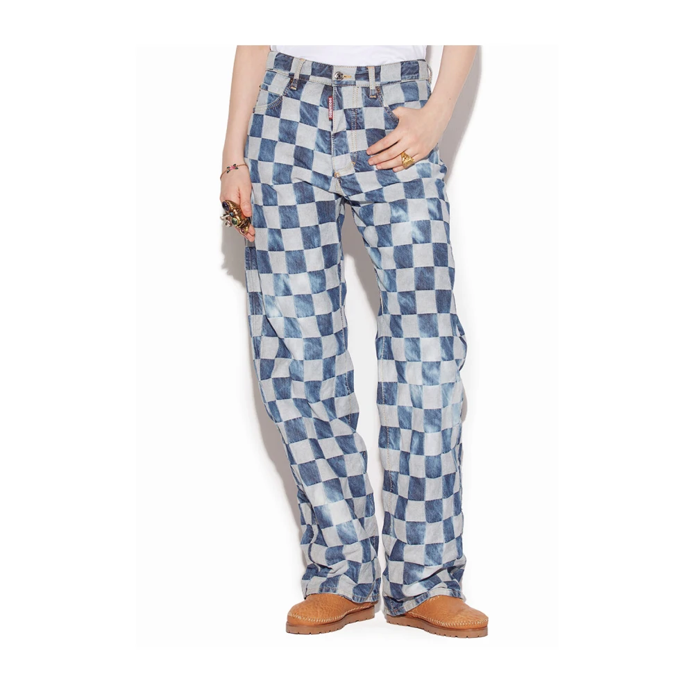Dsquared2 Check San Diego Jeans Blue Dames