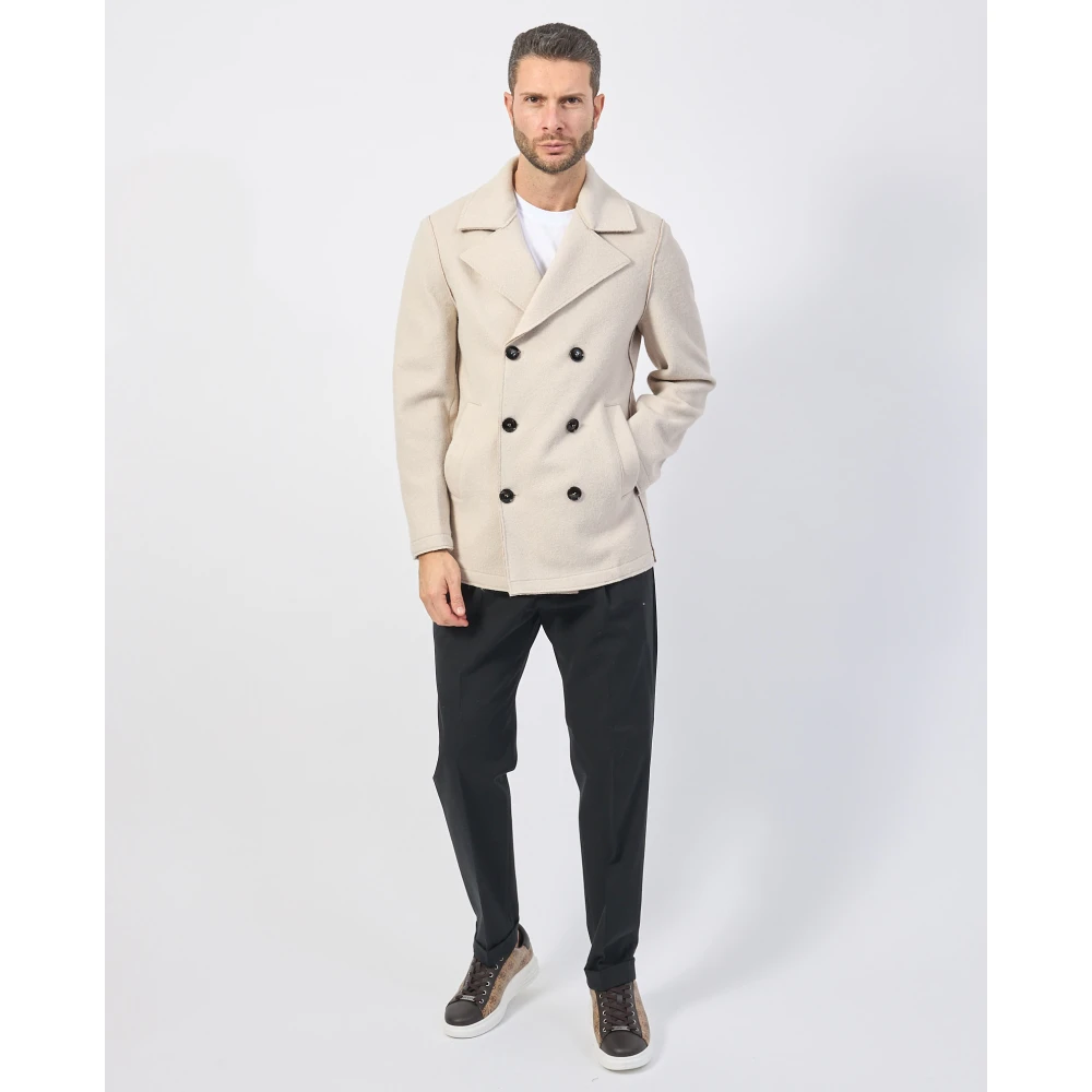 Mulish Beige Double-Breasted Jas met Zakken Beige Heren