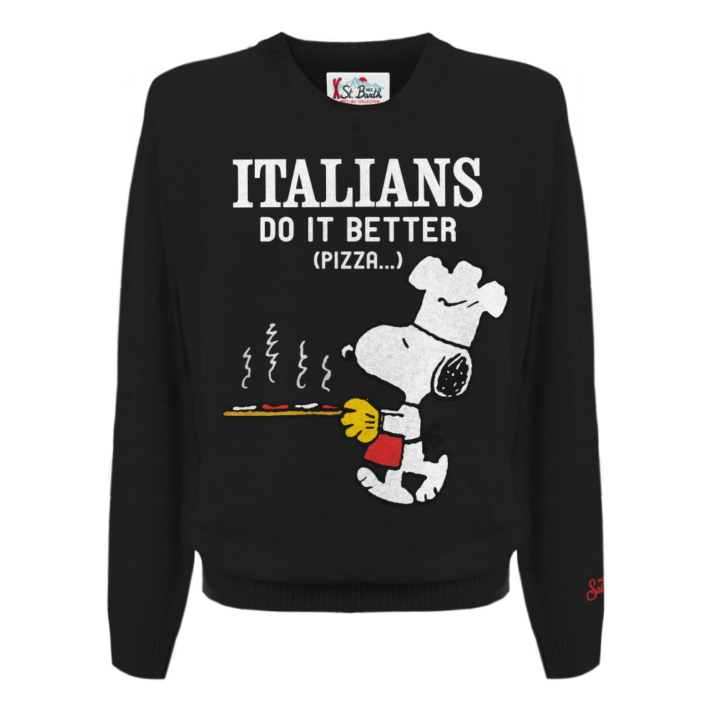 MC2 Saint Barth Snoopy Print Crewneck Sweater Multikleur Black Heren