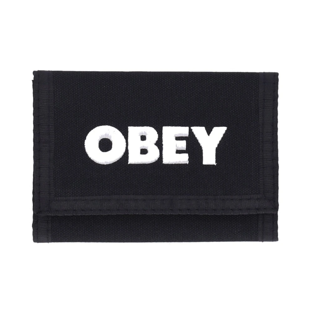 Obey Men's Black Bold Logo Trifold Wallet