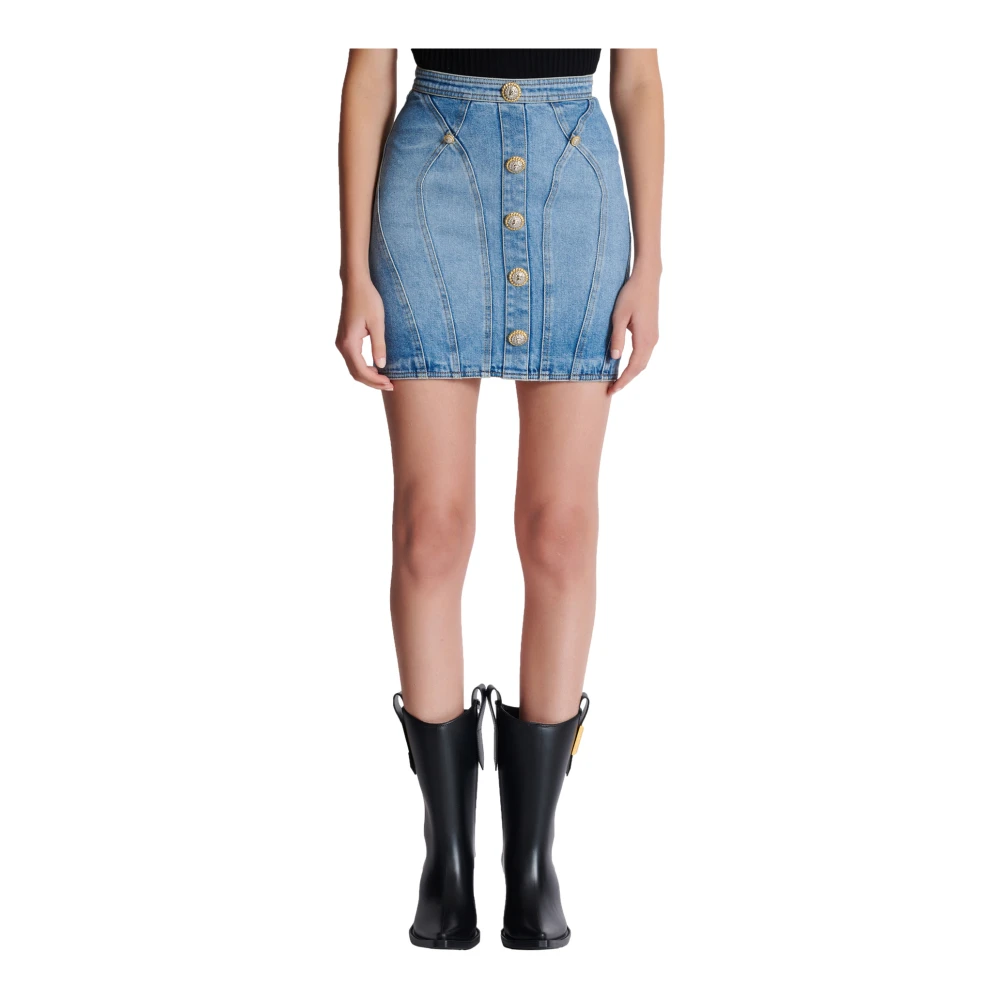 Balmain Geknoopte denim rok Blue Dames