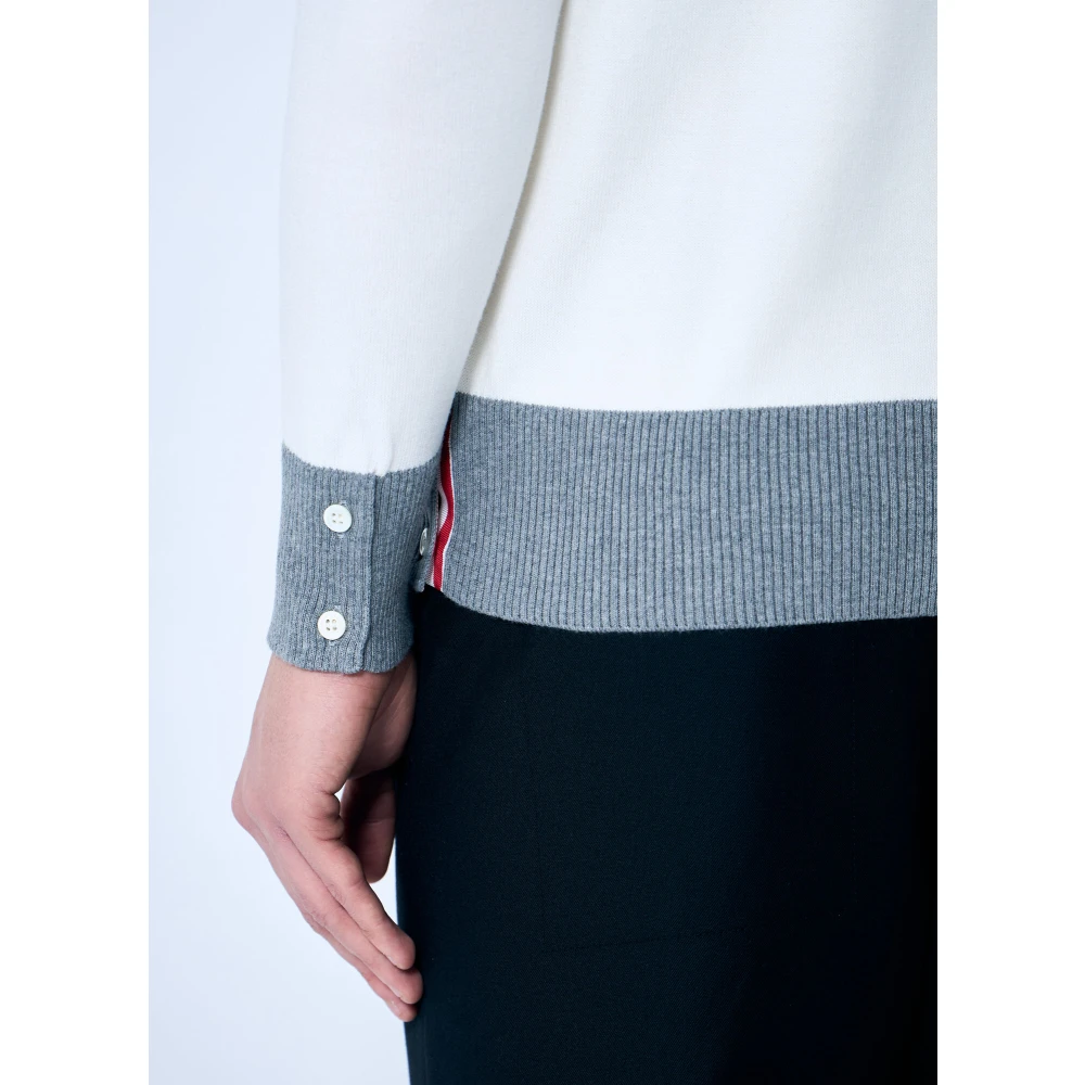 Thom Browne Gestreepte Katoenen Gebreide Vest Gray Heren