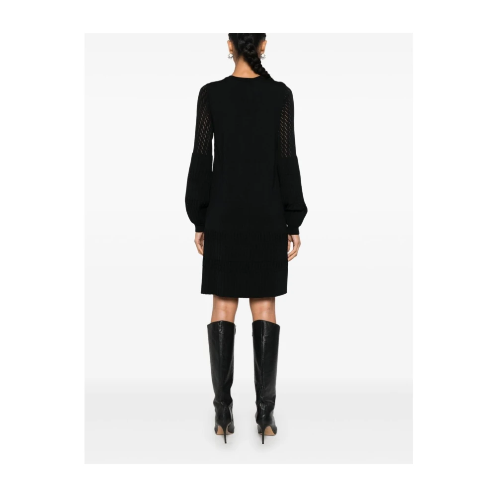 Twinset Zwart Gebreide Jurk Pointelle Ontwerp Black Dames