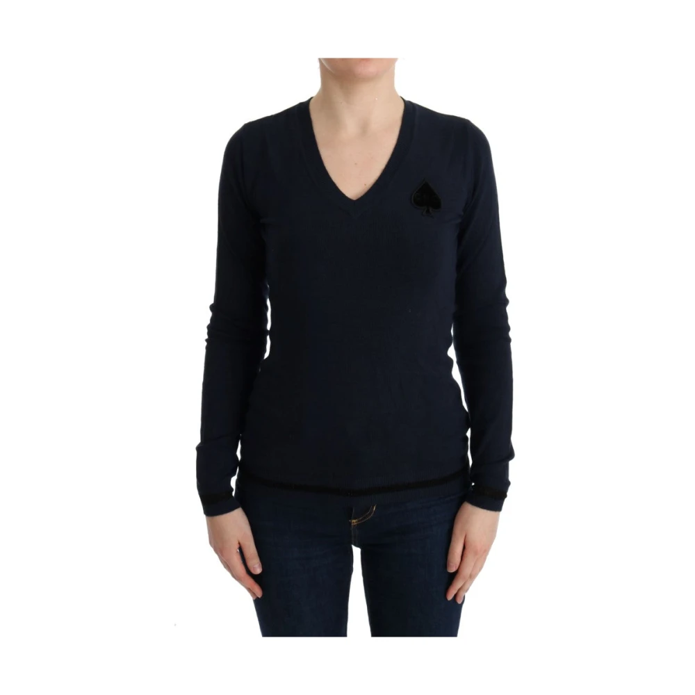 Costume National Blue V-neck Viscose Sweater - S - Image 3