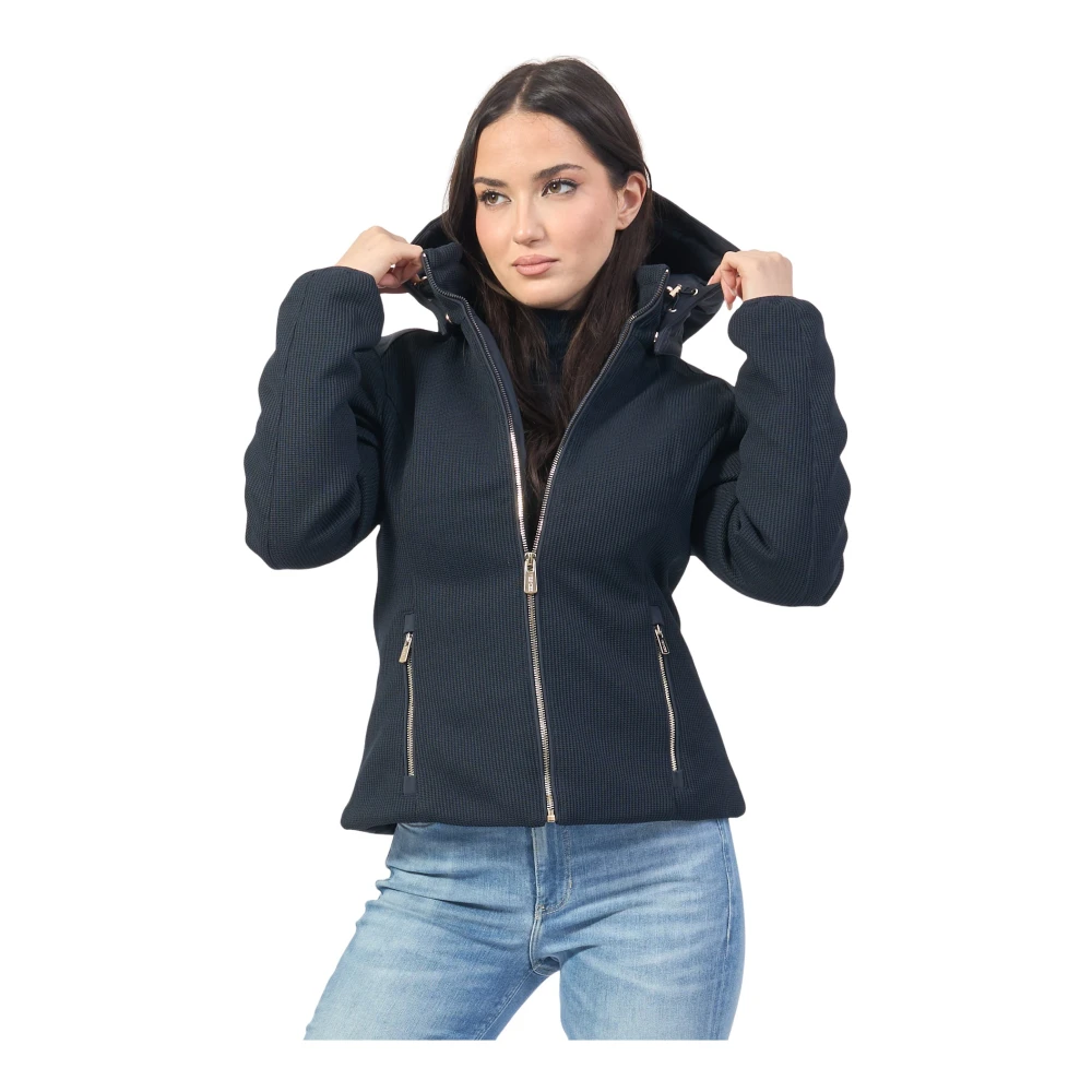 YES ZEE Blauwe Korte Gewatteerde Jas Fullzip Zakken Blue Dames