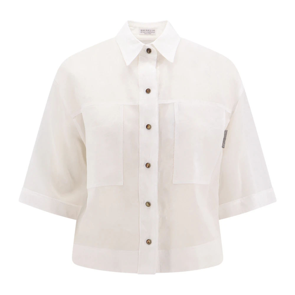 BRUNELLO CUCINELLI Witte Crop Fit Shirt Italië White Dames