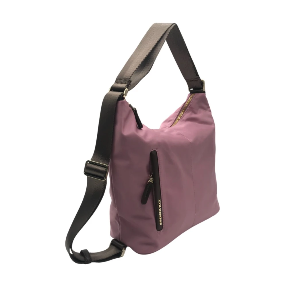 Mandarina Duck Omkeerbare Nylon Schoudertas met Eco-leer Details Purple Dames