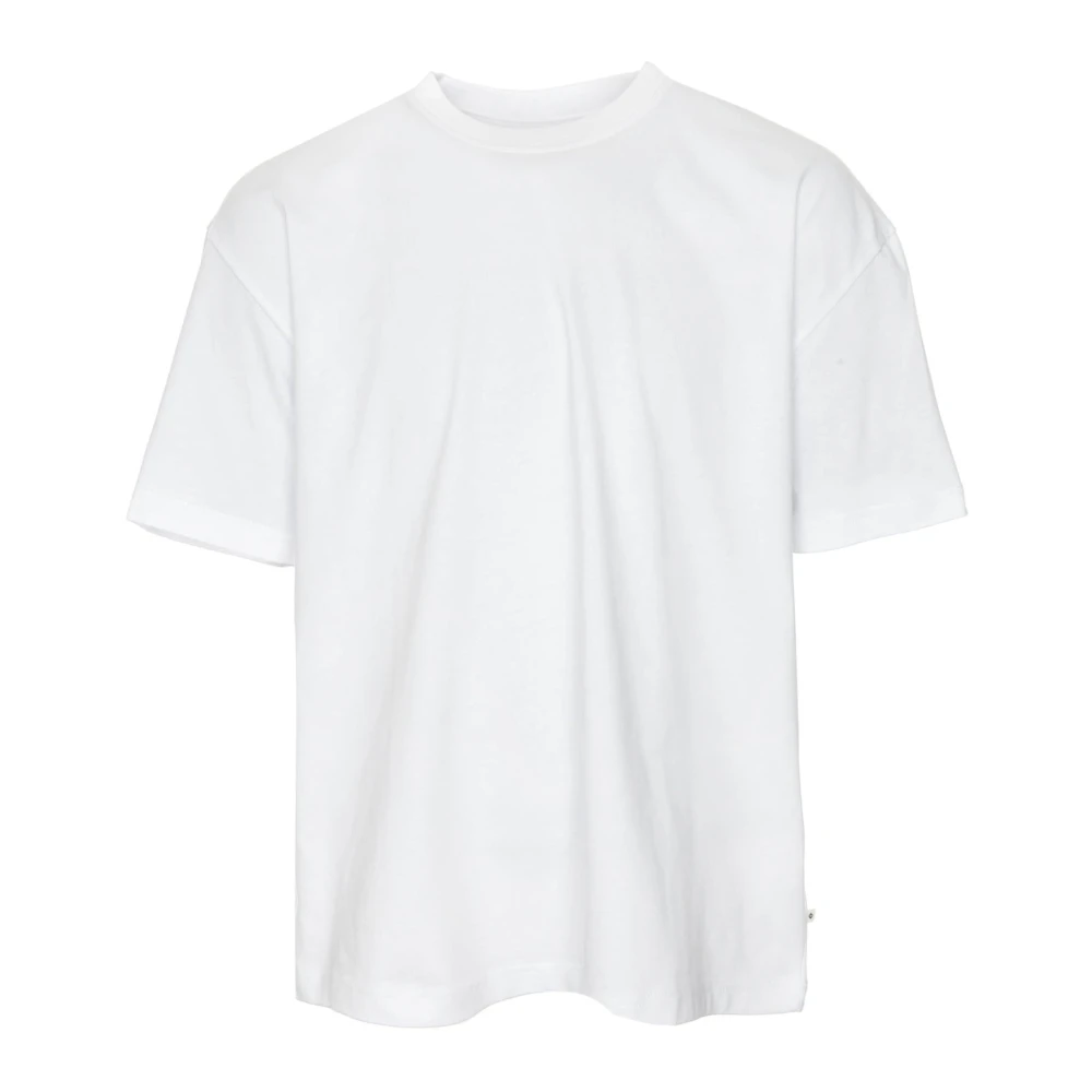 Samsøe T-shirt met geribbelde hals en relaxte pasvorm White Heren