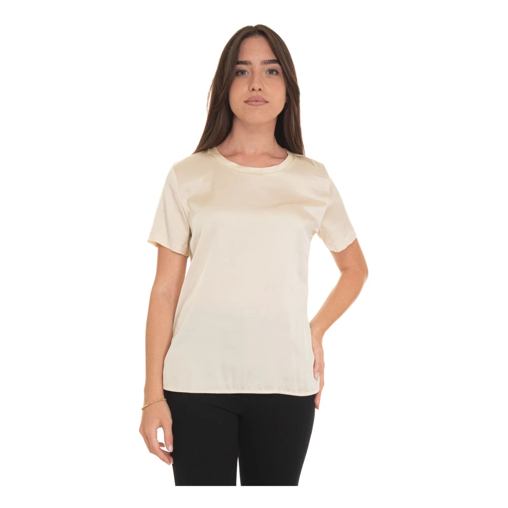 Liu Jo Korte Mouw Ronde Hals T-shirt Beige Dames