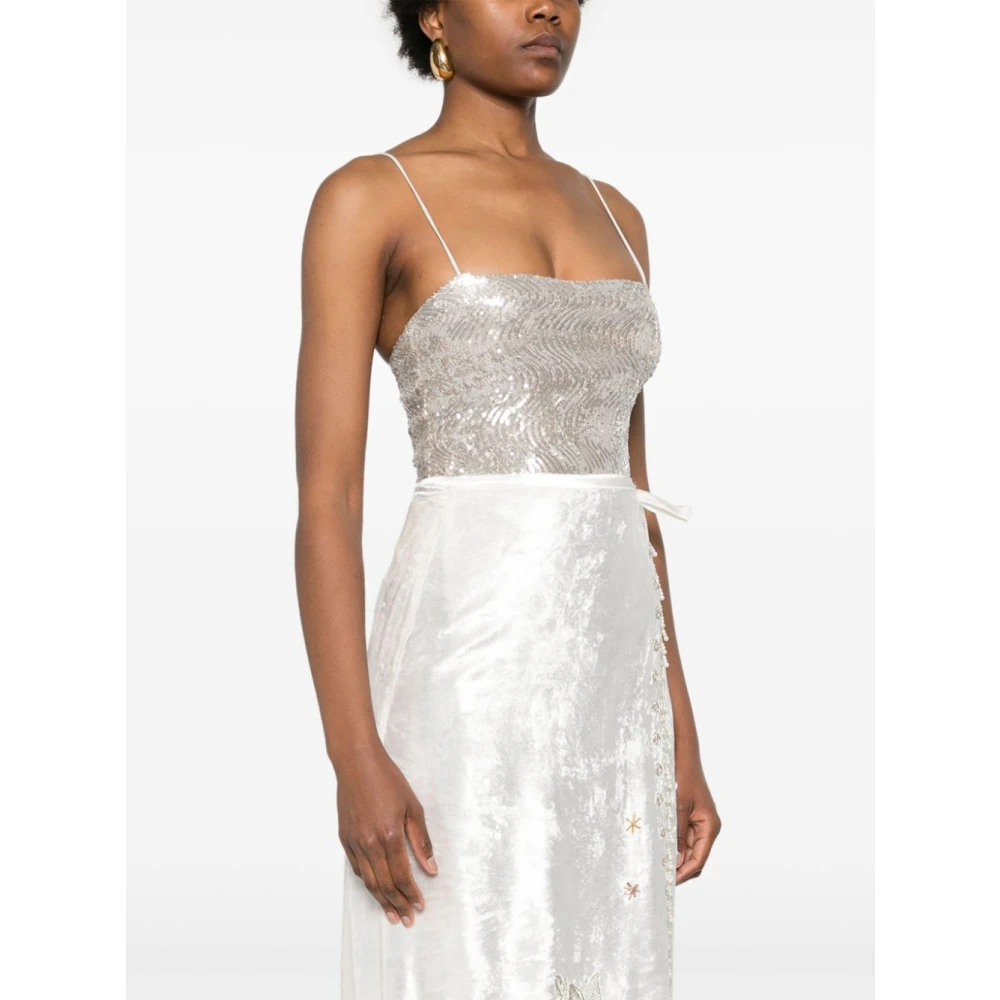 Forte Paillet Mouwloze Top Zilver Gray Dames