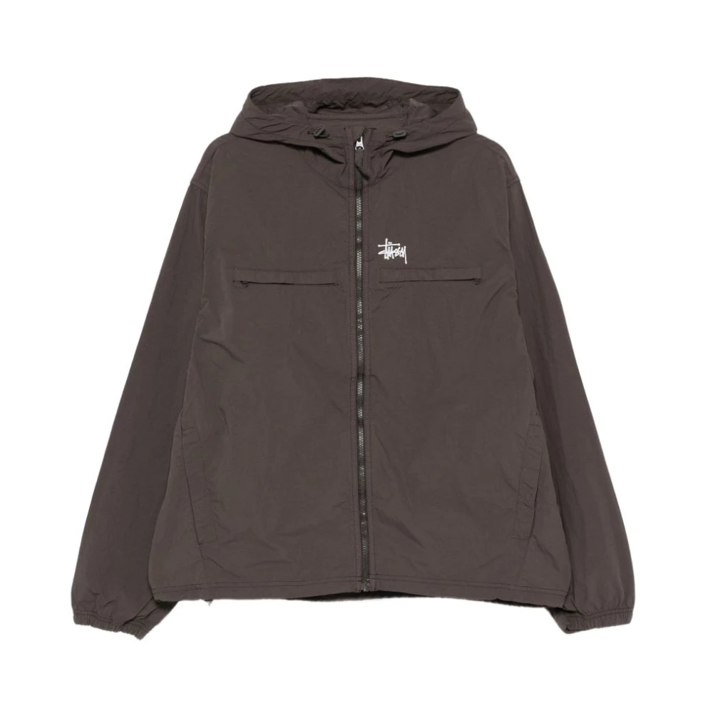 Stüssy Brun Lättviktig Jacka Med Huva