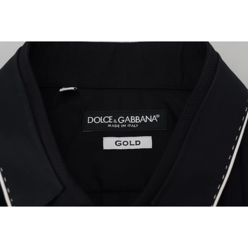 Dolce & Gabbana Elegant Slim Fit Tuxedo Dress Shirt Black Heren
