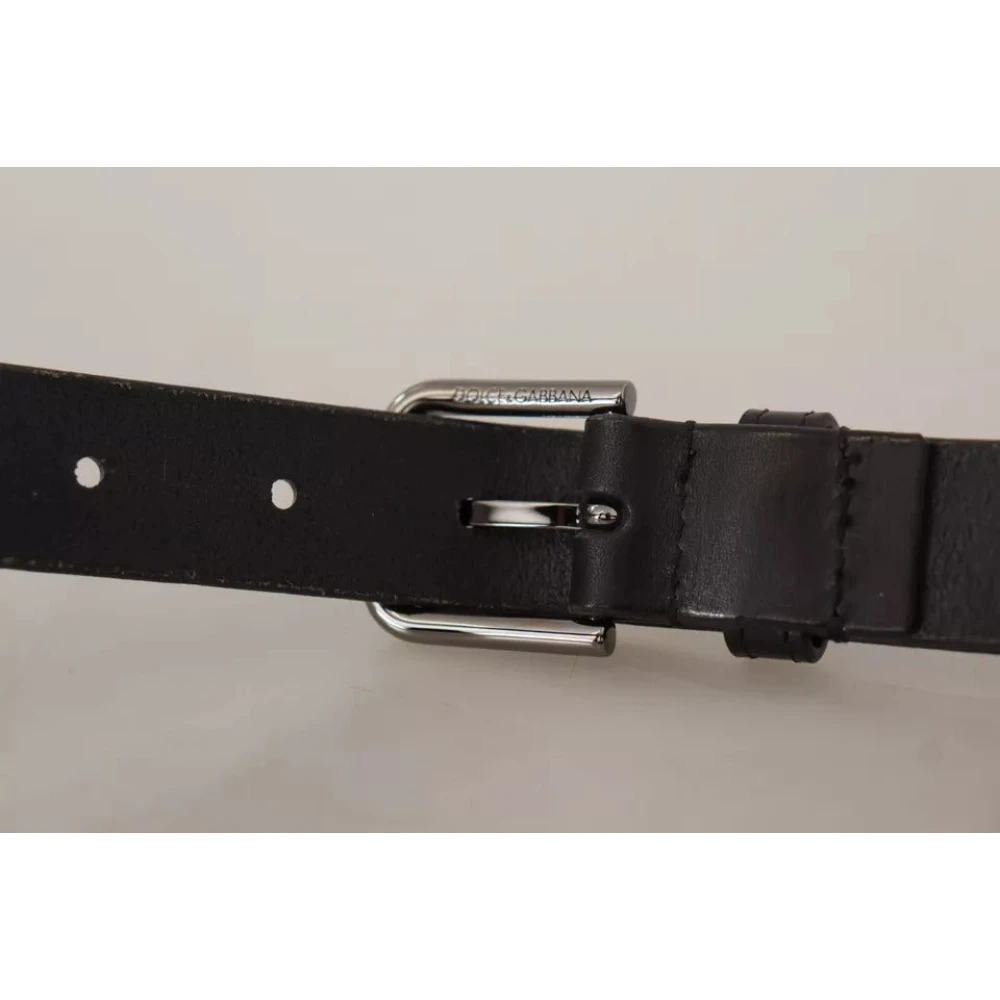 Dolce & Gabbana Zwart Leren Klassieke Riem met Metalen Logo Gesp Black Unisex