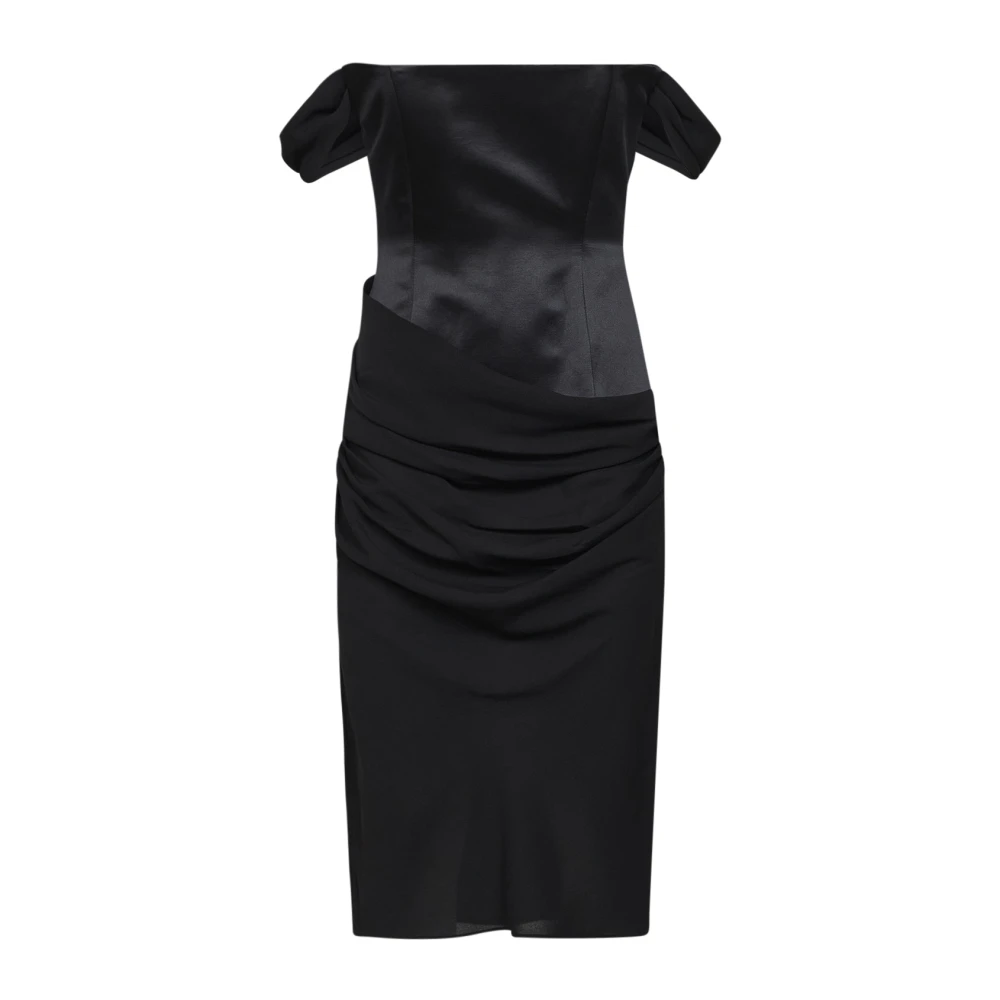Alex Perry Black Off-Shoulder Longline Corset Dress - Female - Party Dresses - M - Dresses