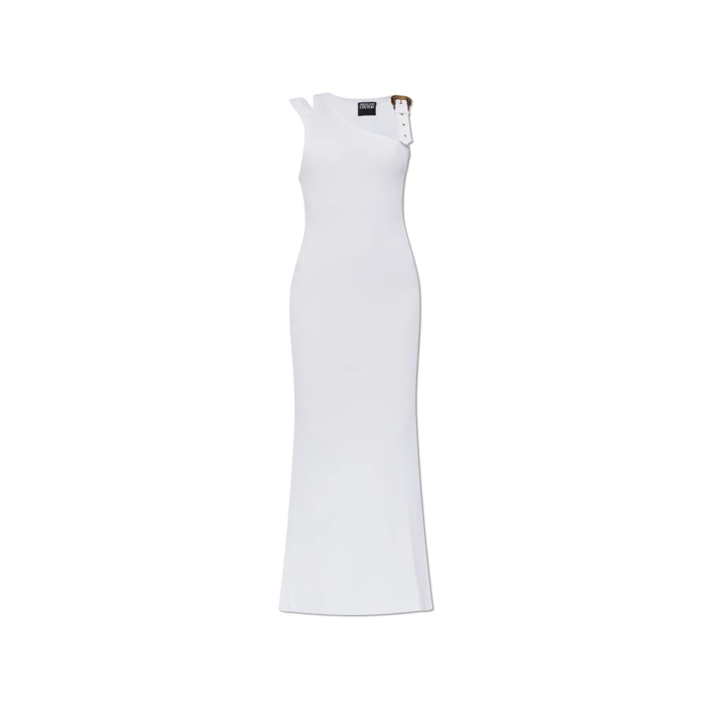 Versace Jeans Couture Geribbelde bandjurk White Dames