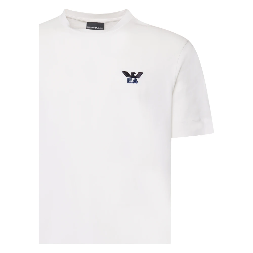 Emporio Armani Witte Katoenen T-shirt Ronde Kraag Korte Mouwen White Heren