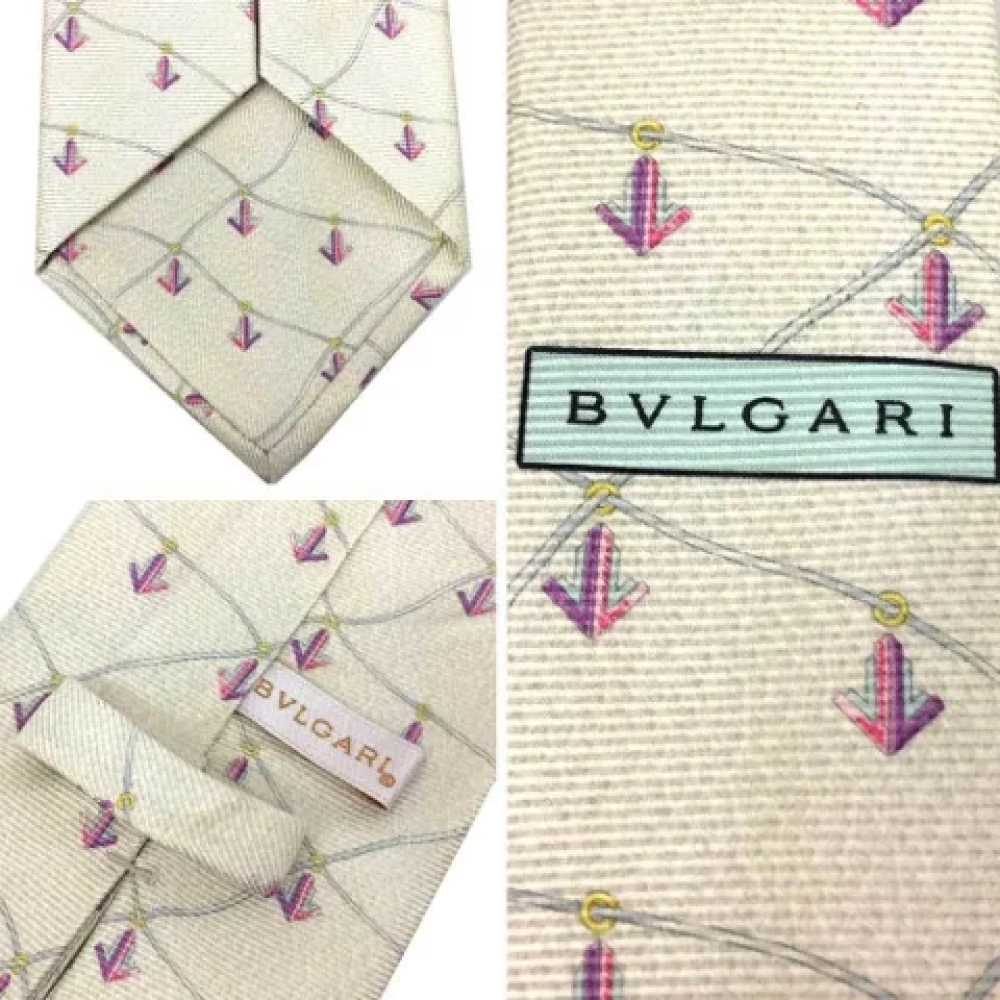 Bvlgari Vintage Pre-owned Silk home-office Beige Heren
