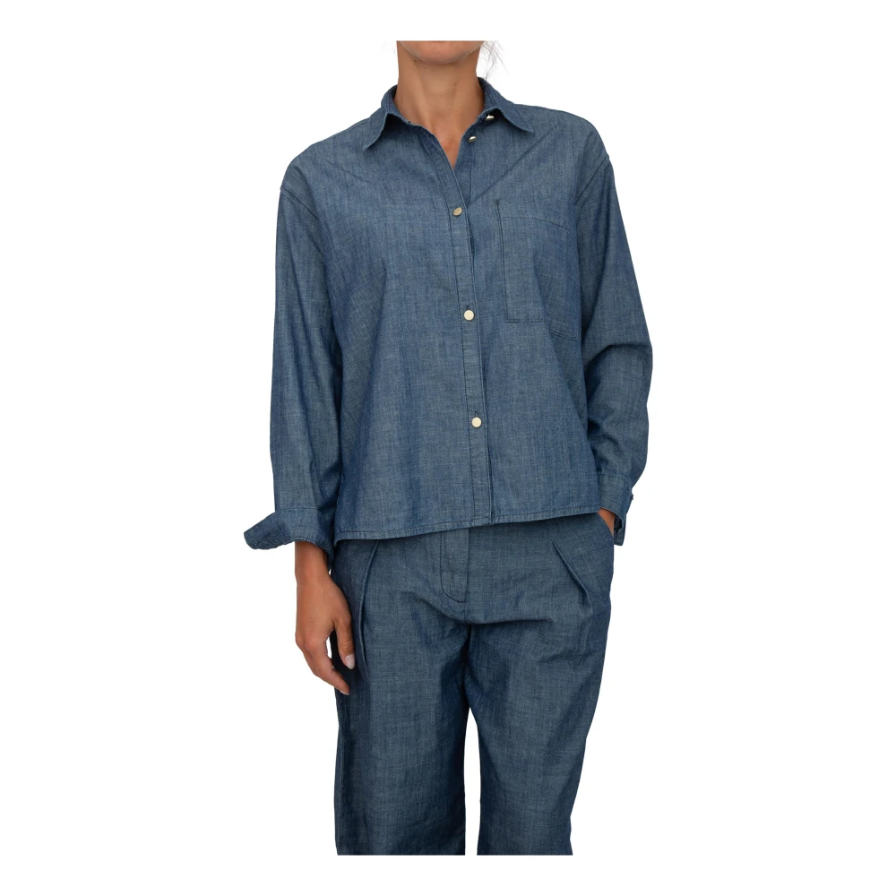 Armani Exchange Women's Blue Shirts, L, Denim Shirt