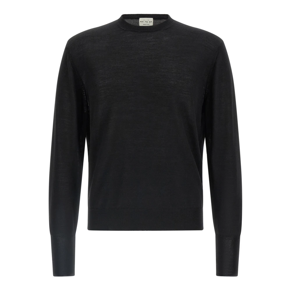 Ma'ry'ya Men's Black Round-Neck Knitwear, 2XL, Crew Neck Jumper
