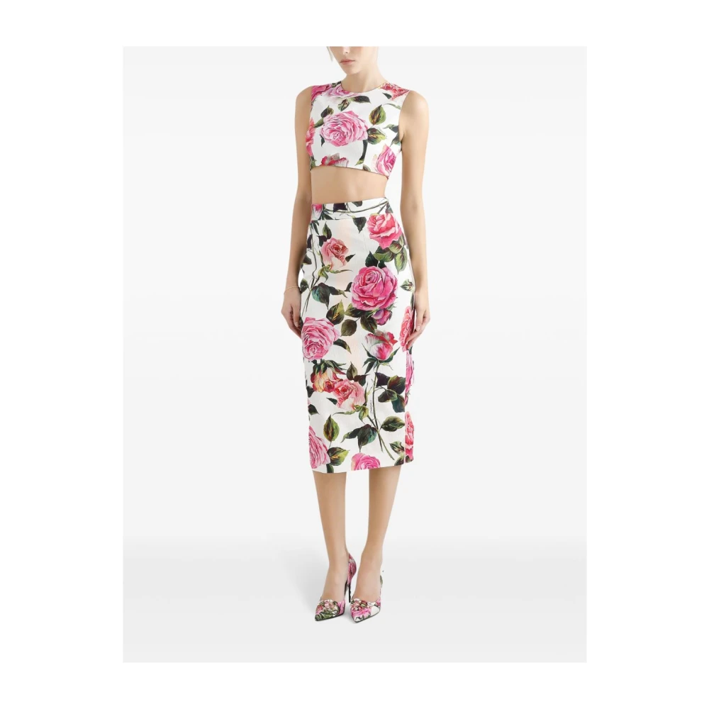 Dolce & Gabbana Witte Roze Rok Elegante Chic Stijl Multicolor Dames