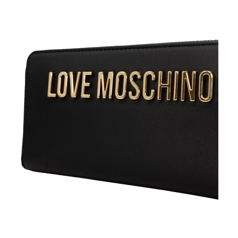 Love Moschino Zwarte ritssluiting portemonnee stijlvolle keuze Black Dames