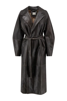 Tung Läder Trenchcoat