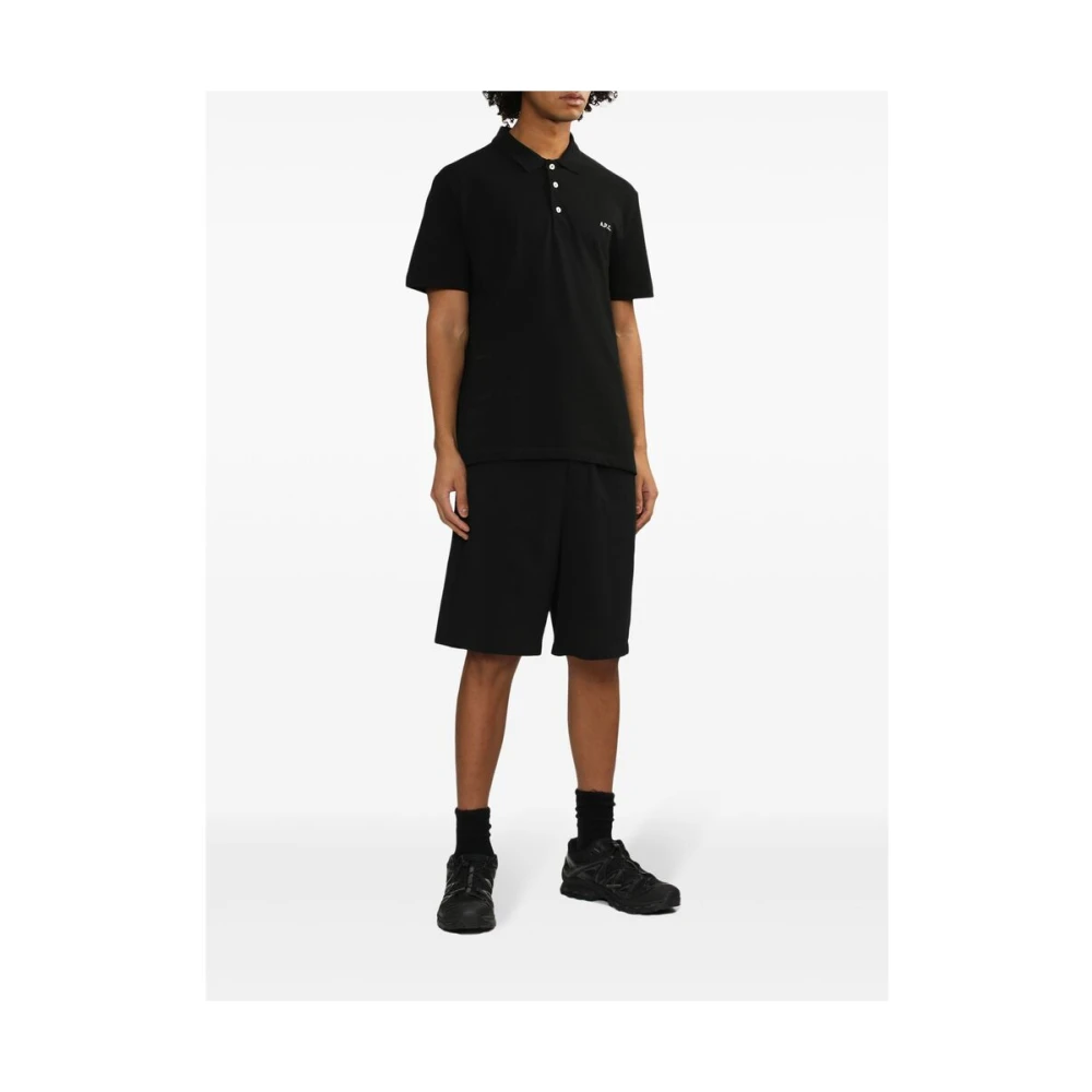 A.p.c. Zwarte Polo Shirt Geborduurd Logo Black Heren
