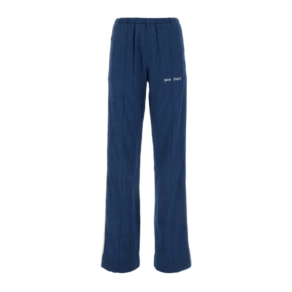 Palm Angels Chambray Track Pants Blue Dames