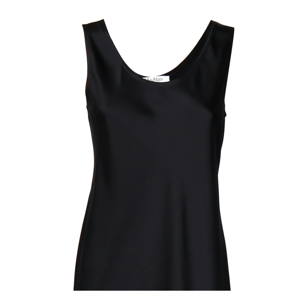 Max Mara Blauwe Zijden Mouwloze Lange Jurk Blue Dames