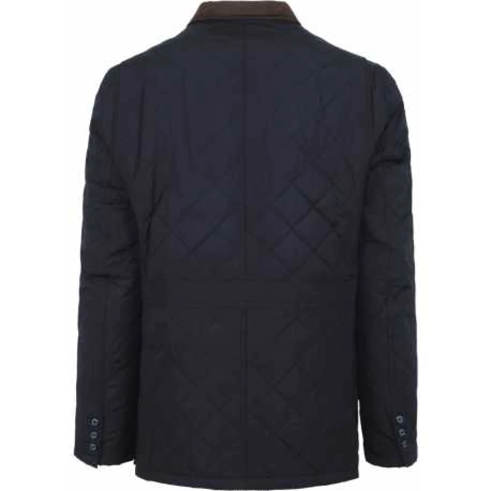 Barbour Navy Gewatteerd Jack Hoge Kraag Achtersplitten Blue Heren