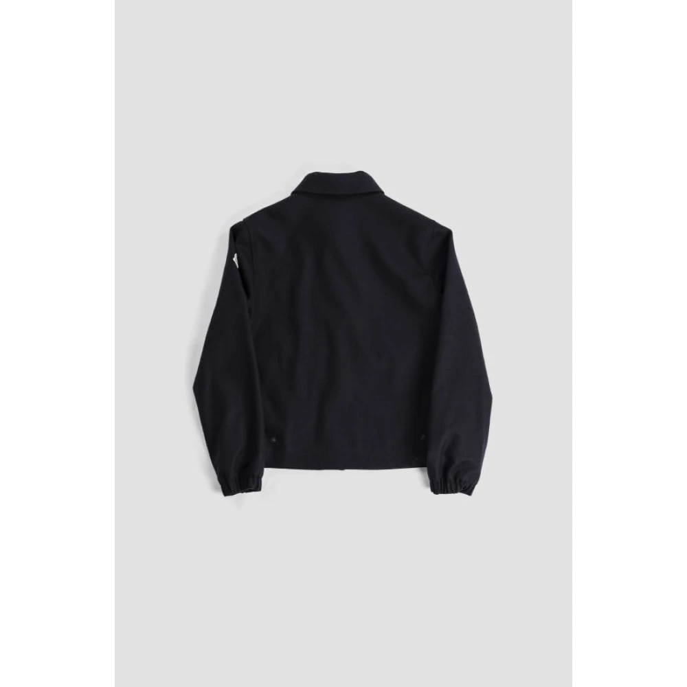 Moncler Donkerblauwe Wol Shacket Waterdichte Voering Black Heren